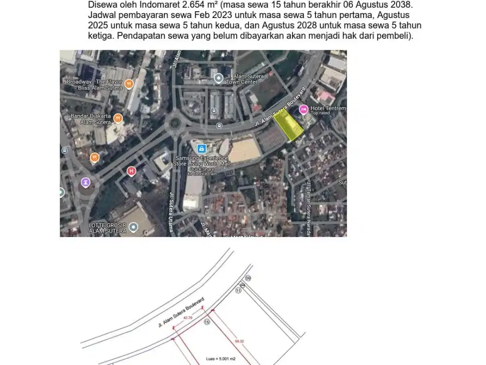 Dijual Kavling Komersial 5.001 m² di Boulevard Alam Sutera – Sebelah Hotel Tentrem