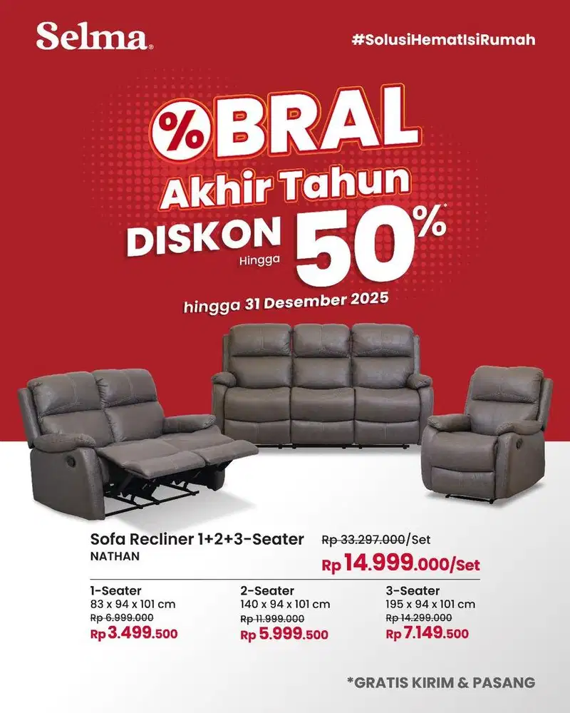 Jual sofa set recline promo murah