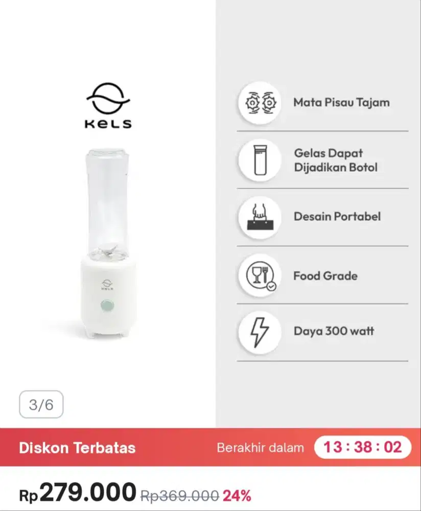 Kels blender portable 600 ml, murah barang hadiah