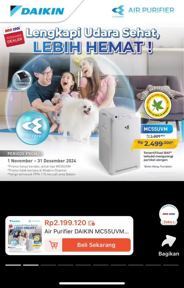 Air Purifier Daikin MC55UVM6-7