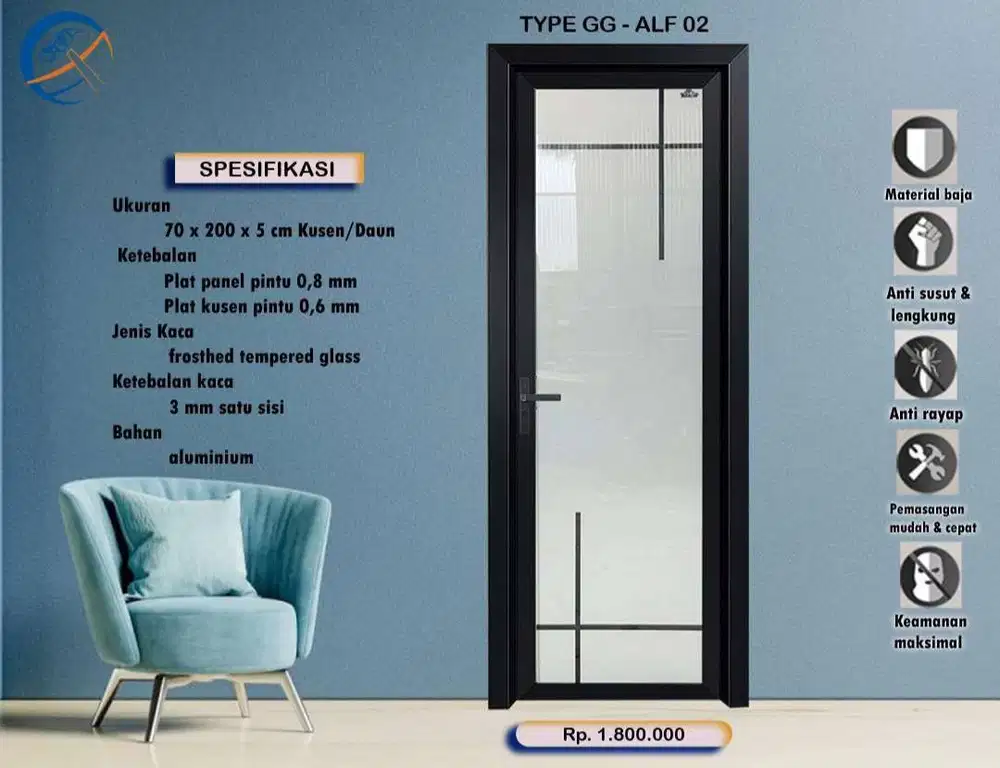 Jual Pintu kamar mandi aluminium kota Padang