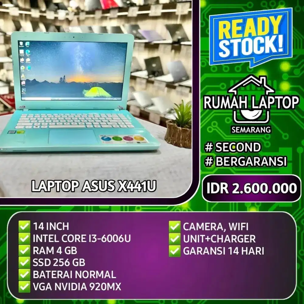 Laptop Asus X441U (second). Core i3-6006U. RAM 4 GB. SSD 256 GB. VGA