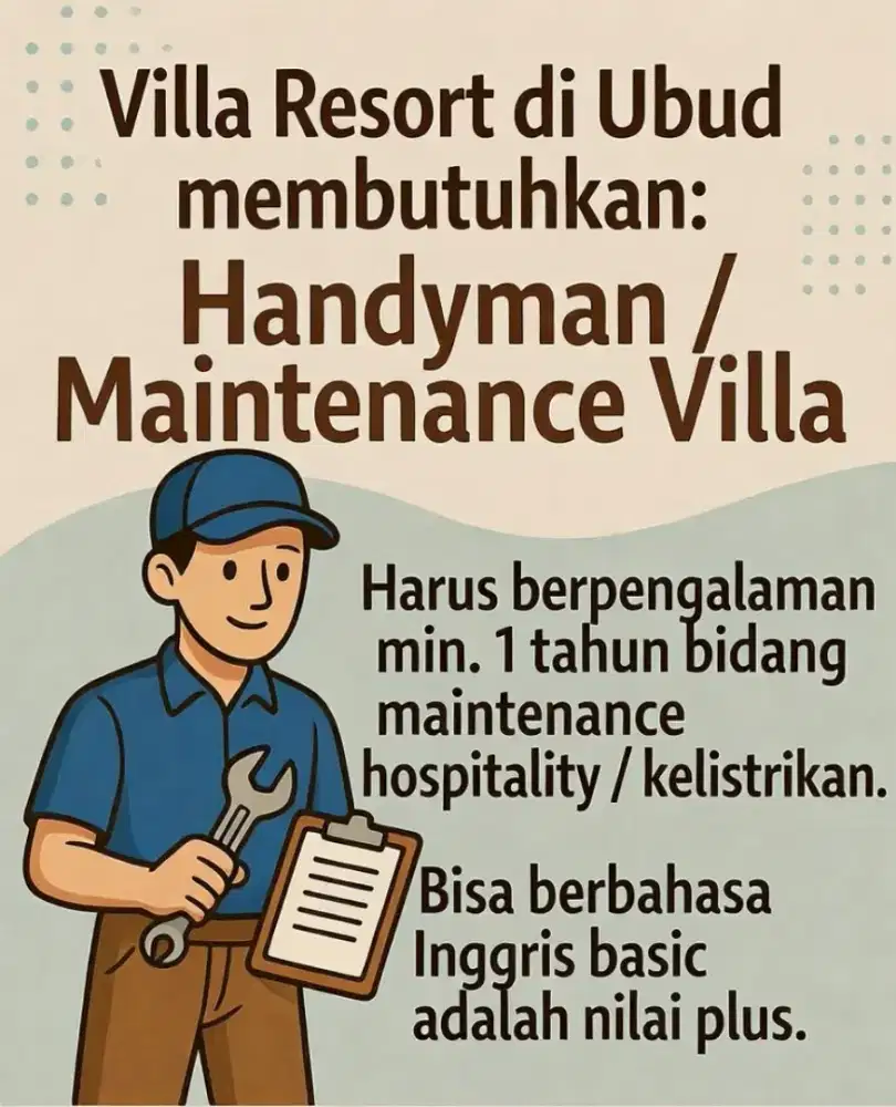 Dibutuhkan Teknisi Maintenance