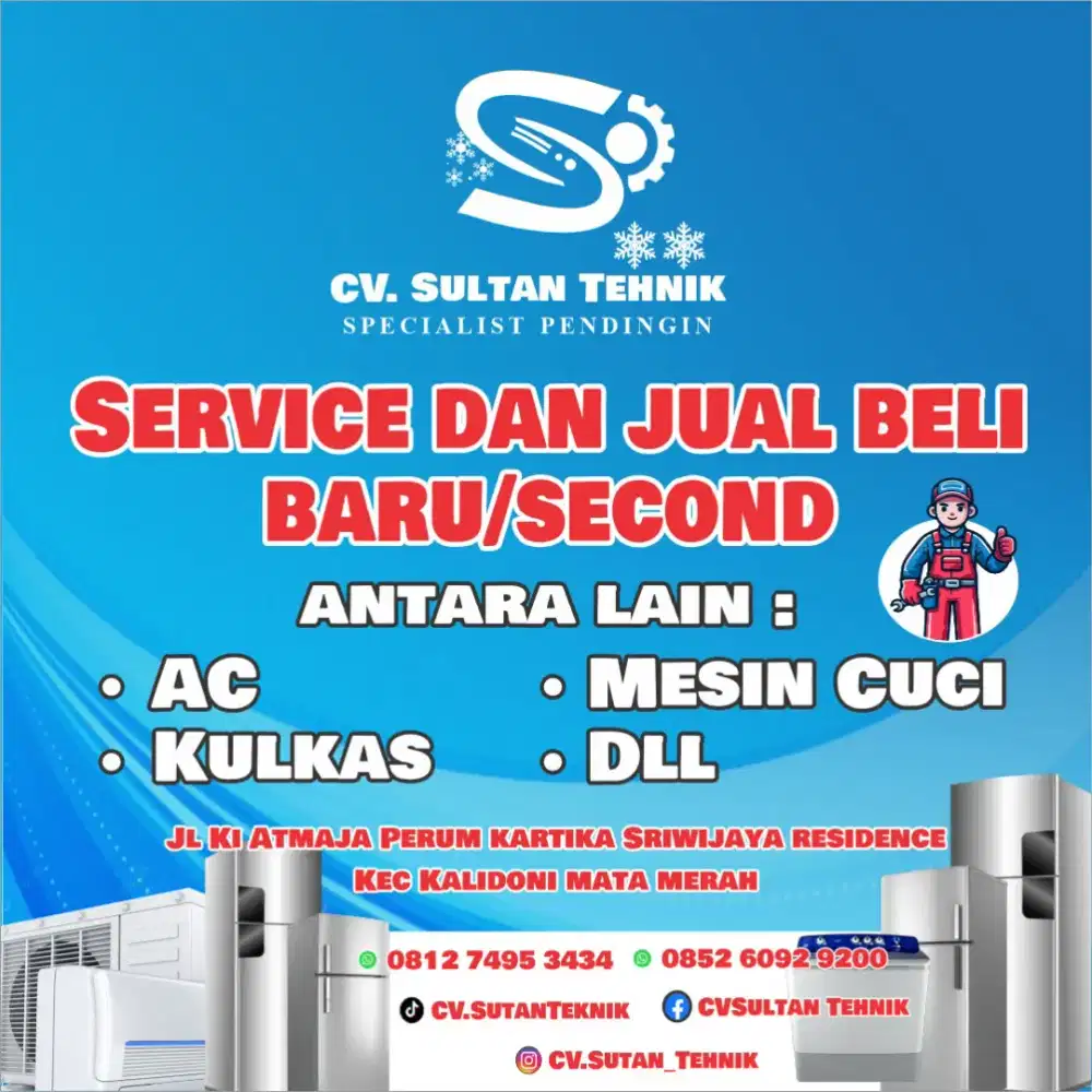 JasaSERVICE AC ,KULKAS ,DAN MESIN CUCI . PROFESIONAL DAN BERGARANSI