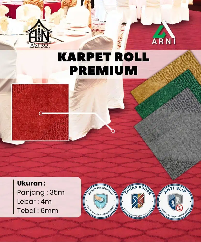 [CC] Karpet Roll Ballroom Hotel & Area Komersial Motif elegan 35meter