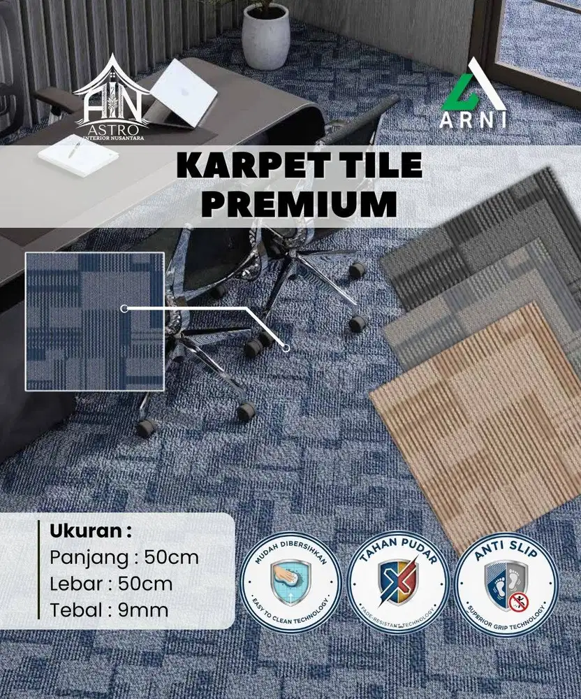 [RV] Lantai Karpet premuim bahan PP 50cm x 50cm motif Abstrak anti sli