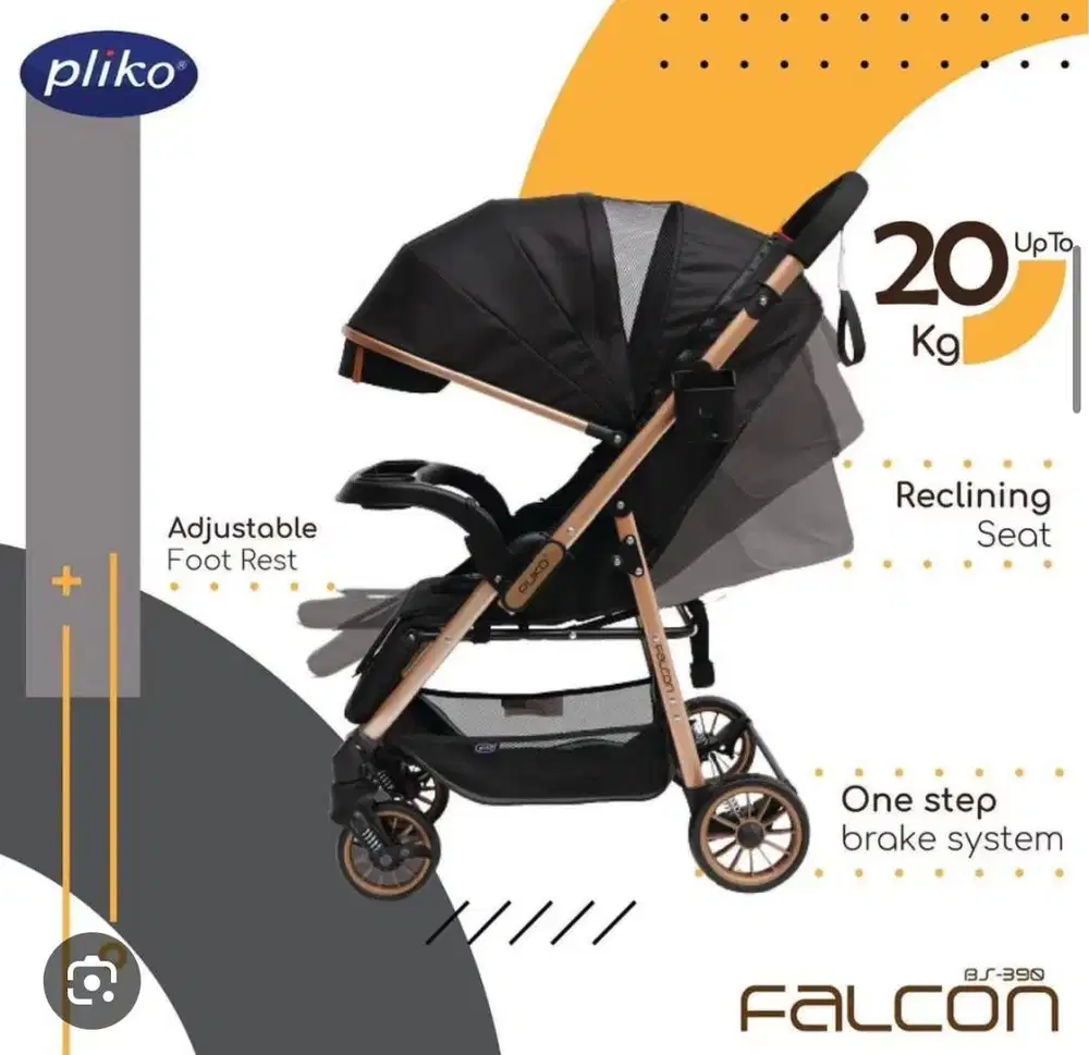 Stroller PLIKO FALCON Black color