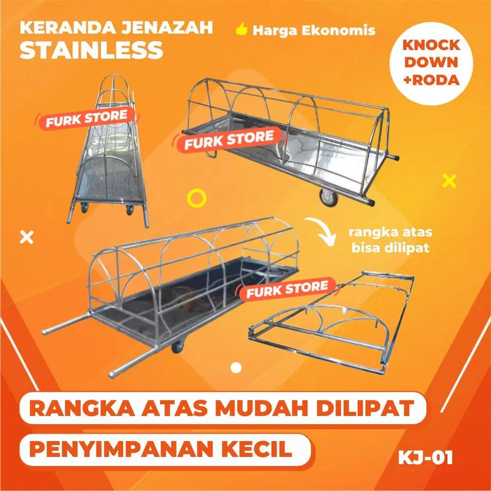 Keranda Jenazah Stainless KJ01 [BISA DILIPAT + RODA] - Keranda Jenazah