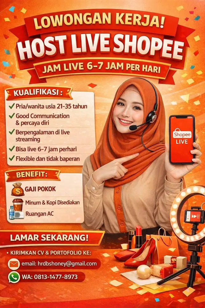 Lowongan Kerja Host Live Shopee & Tiktok