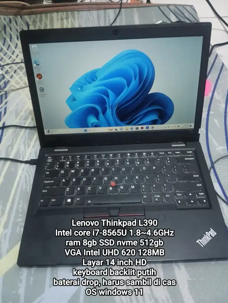 Thinkpad L390 I7-8565U ram 8gb Nvme 512gb