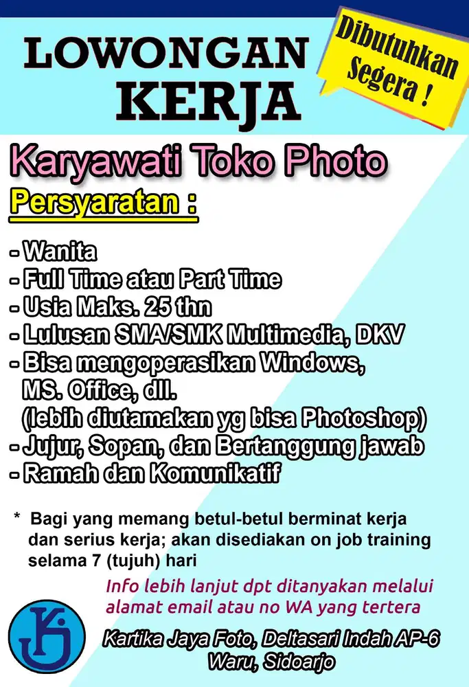 Lowongan Kerja : Butuh Segera Karyawan Toko Photo