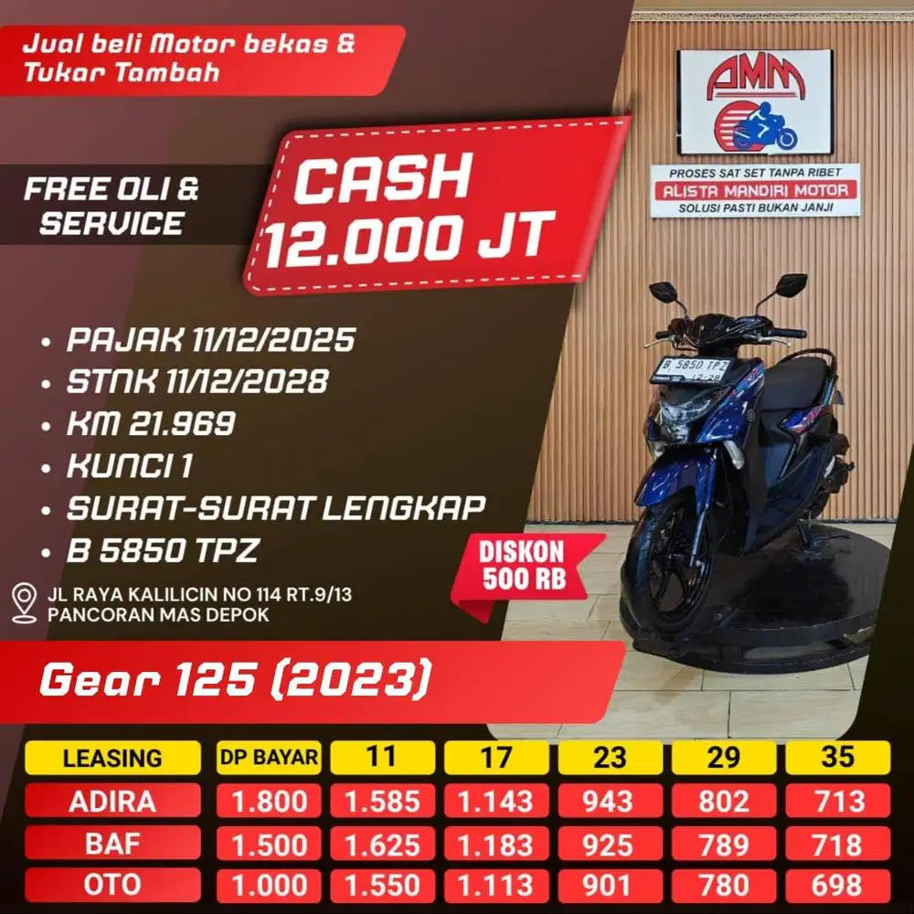 GEAR 125 STD 2023 DP 1 JUTA CC 0% KREDIVO TOKPED SPAYLATER INDODANA