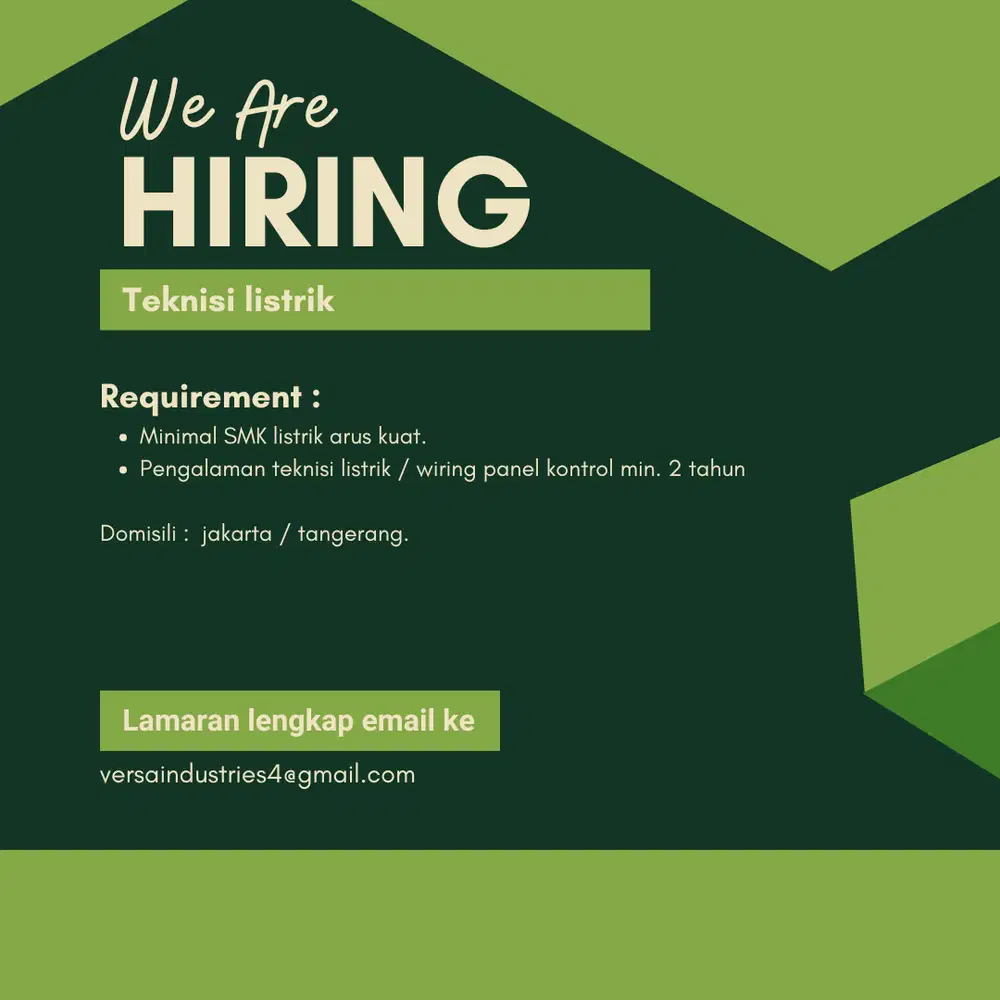 Lowongan Kerja Teknisi Listrik