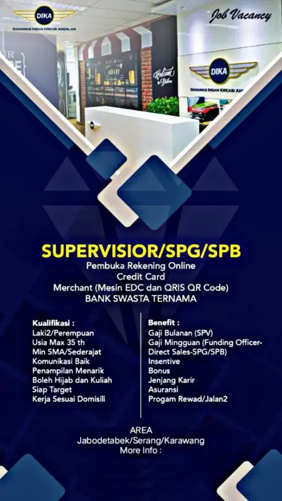 Dibutuhkan segera Leader Dan SPG/SPB(FREE ADM)