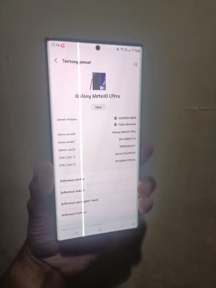 Samsung Note 20 ultra Black SEIN 8+8/256
S-Pen ORI bawaan