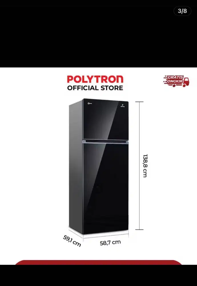 KULKAS 2 PINTU INVERTER POLYTRON