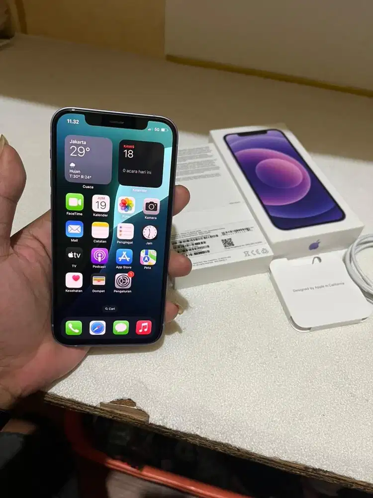 iphone 12 64gb IBOX Purple Like New Fullset Ori