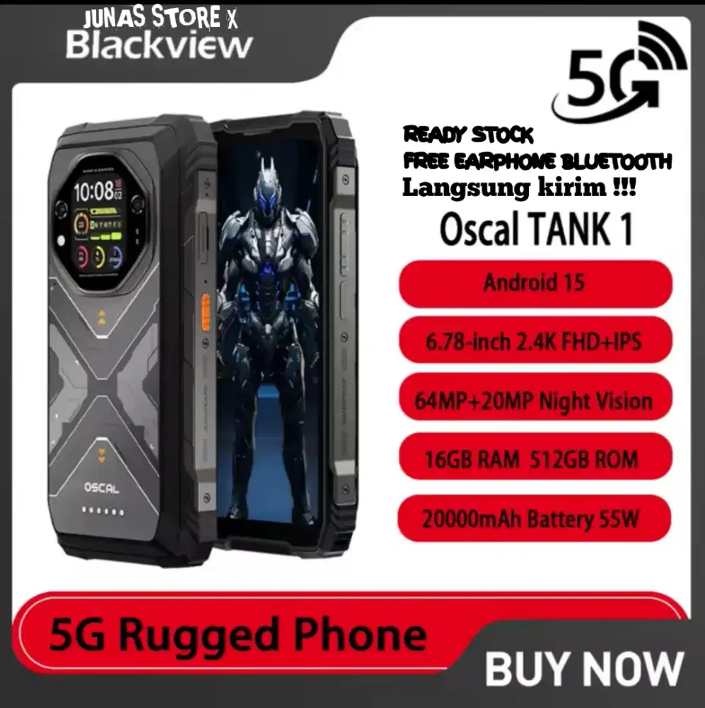 Oscal tank 1 16/512gb 5G nfc 20,000mah tahan air