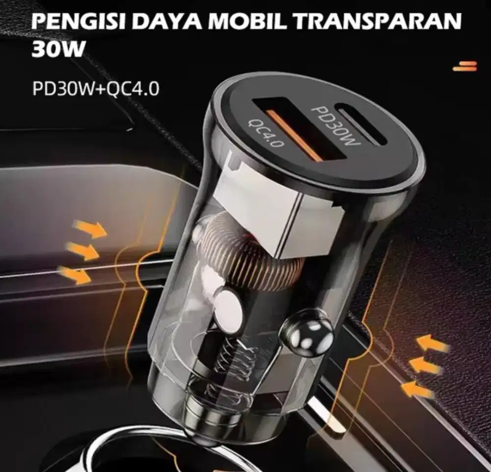 Charger Mobil 30 Watt Super Fast Charging dan Fast Charging