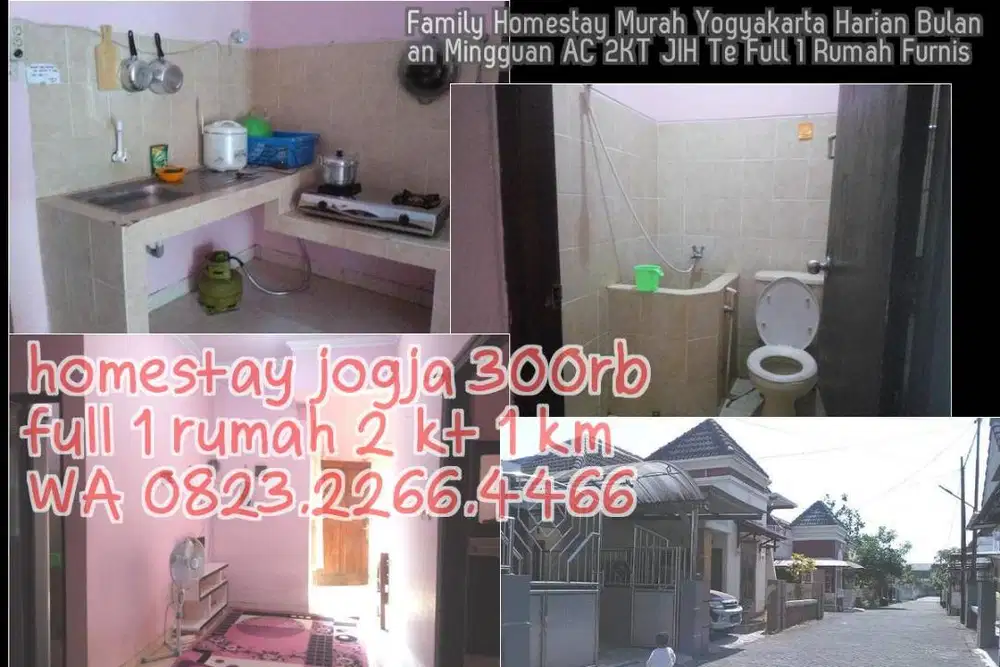 Family Homestay Murah Yogyakarta Harian Bulanan Mingguan AC 2KT JIH Te