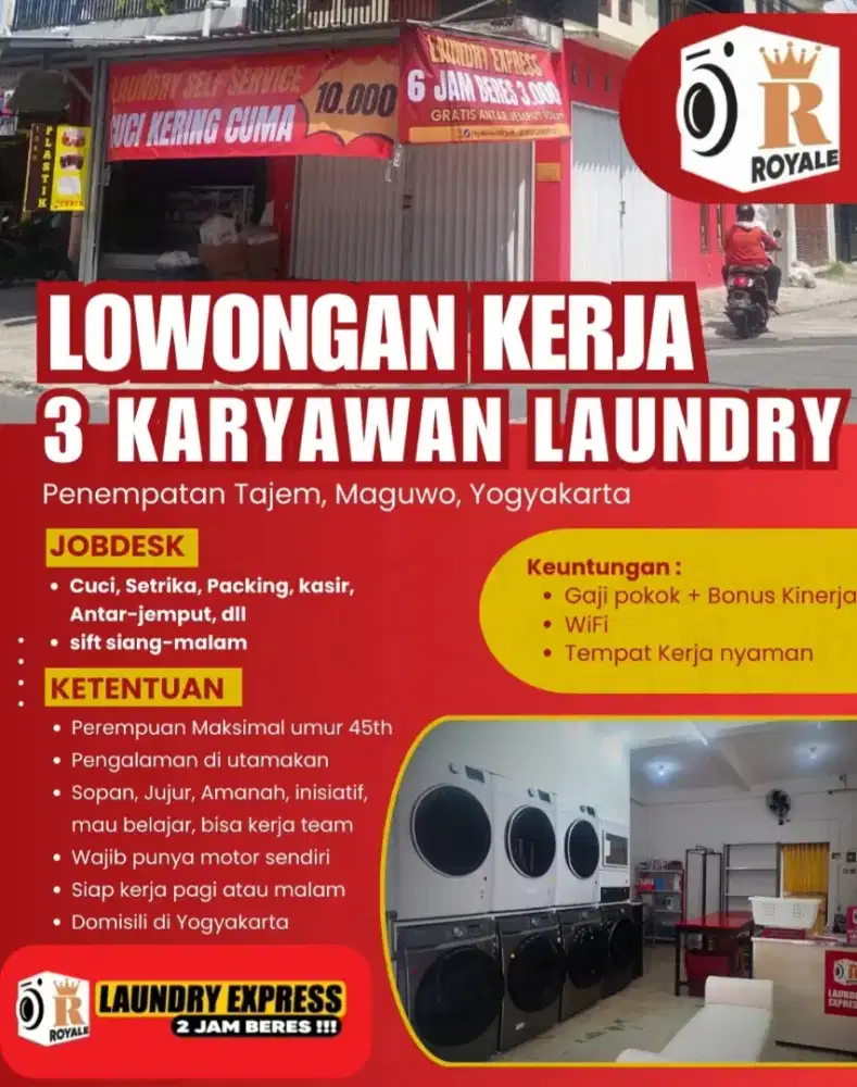 DICARI KARYAWATI LAUNDRY KERJA SHIFT