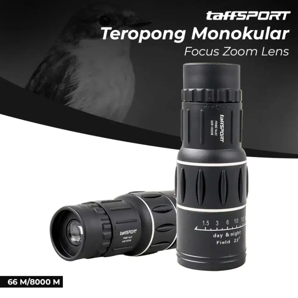 TaffSport Teropong Monokular Focus Zoom Lens 66M/8000M 16x52