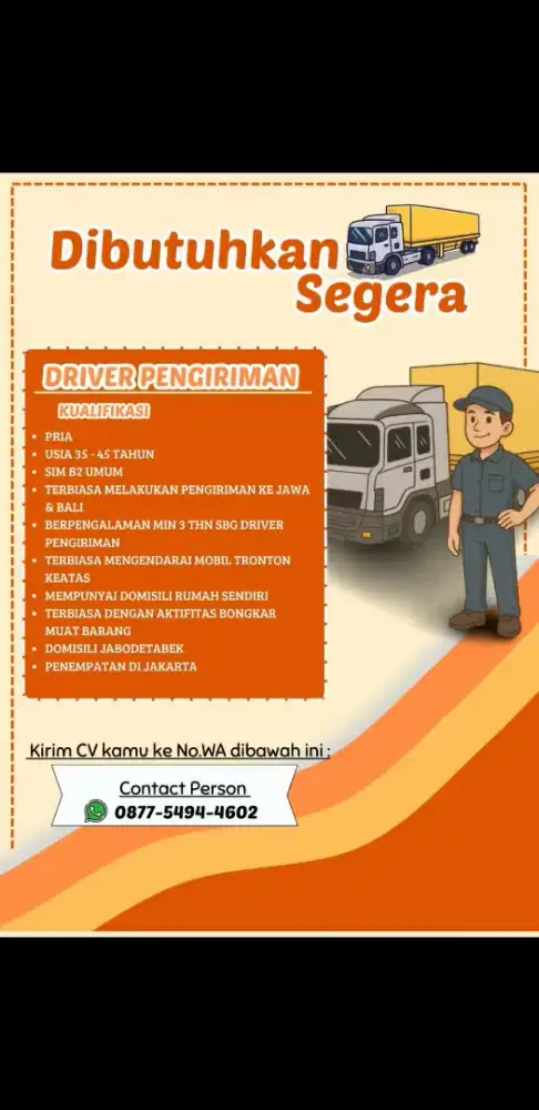 Driver sopir tronton b2 umum rute jkt bali