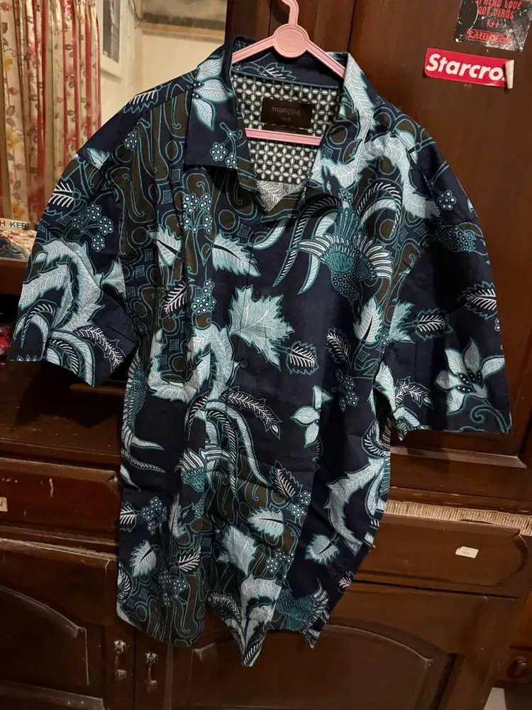 Kemeja Batik Manzone Comfort Fit Navy Size XL Original