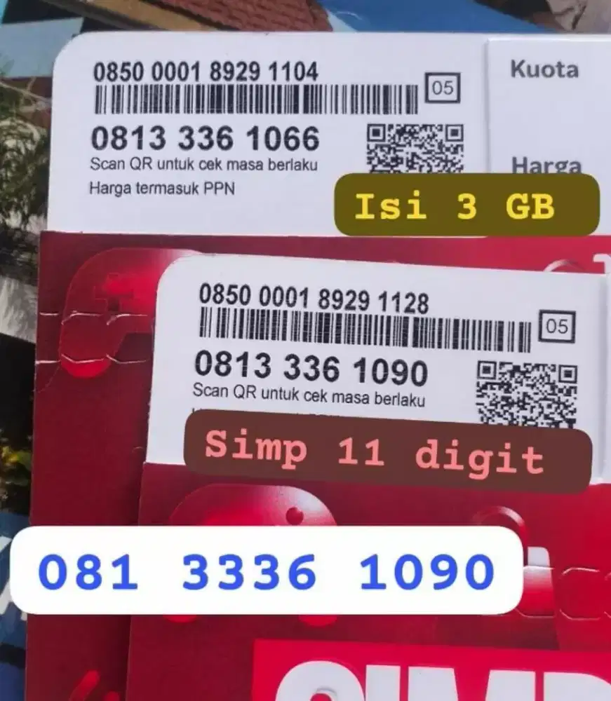 11 DIGIT SIMPATI BARU KUOTA 3 GB BERLAKU SATU BULAN.