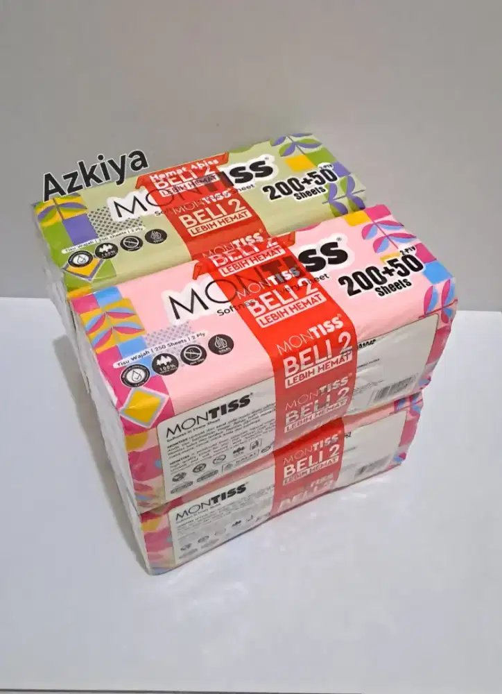 Tisu montiss 250 sheets 2 ply 4 pack