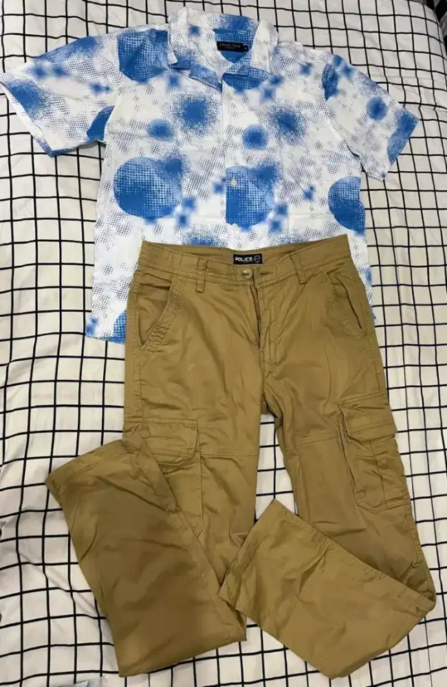 Set Celana Cargo Police Kemeja Santai Executive Size M