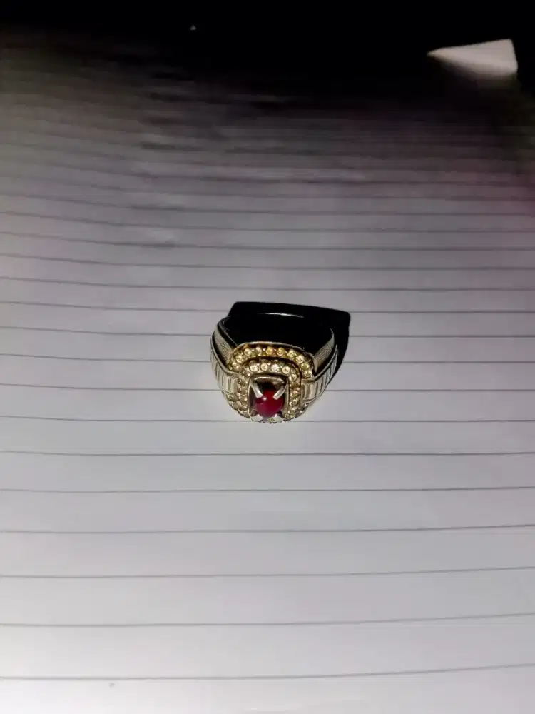 Ring perak batu mustika buah delima