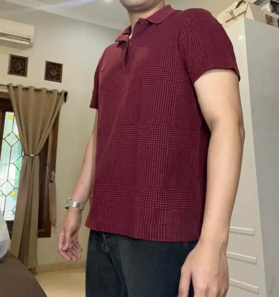 Kaos polo shirt LACOSTE colour maroon Size L