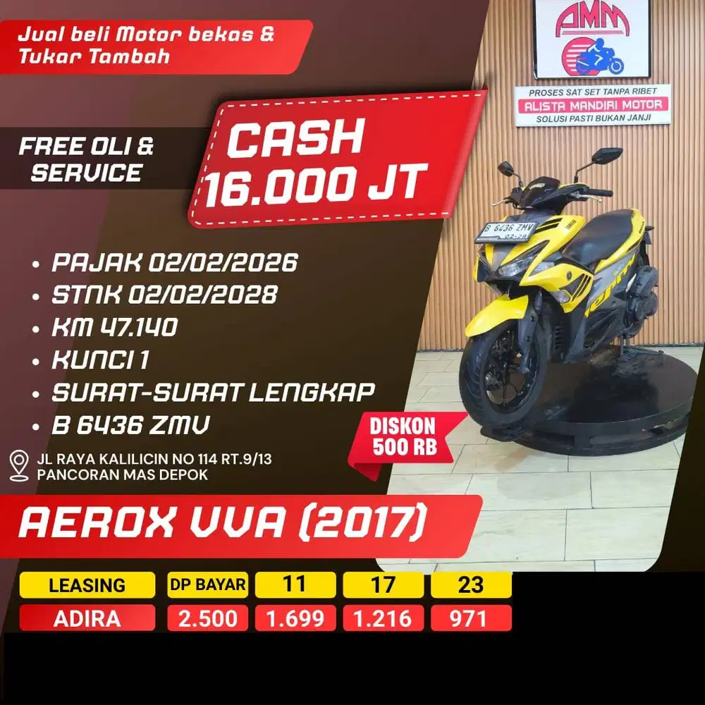 AEROX VVA TH 2017 BISA CASH/KREDIT/TT/BAYAR PAKAI CC/PAYLATER