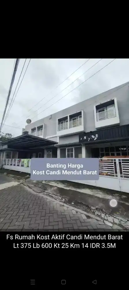 Dijual Murah Kost Candi Mendut Luas Tanah 375 Kamar 25