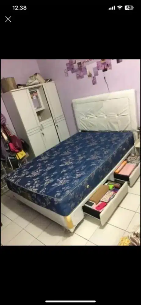 Obral kasur springbad, jemuran dan lemari plastik 2 pintu