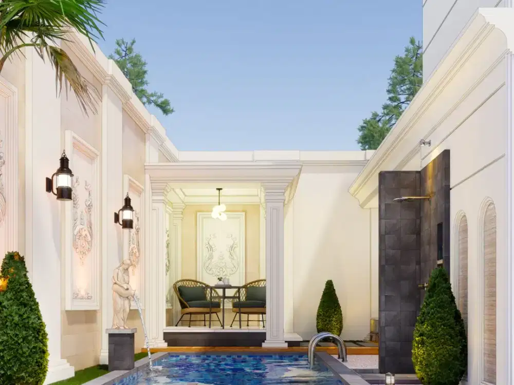 Rumah kolam renang dekat kota murah 2 lantai super mewah