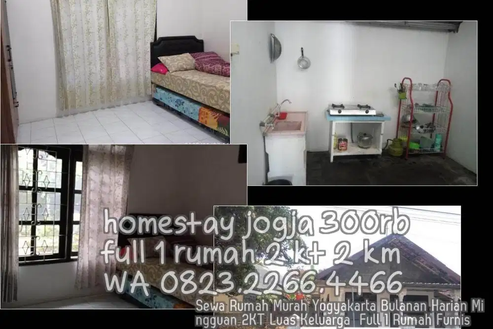 Sewa Rumah Murah Yogyakarta Bulanan Harian Mingguan 2KT Luas Keluarga