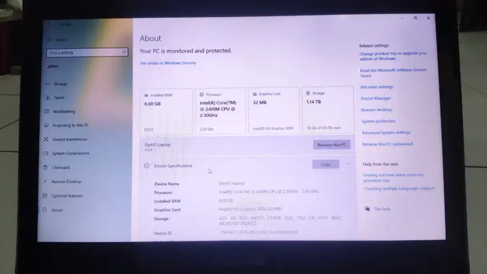 Laptop Asus core i5 Ram6