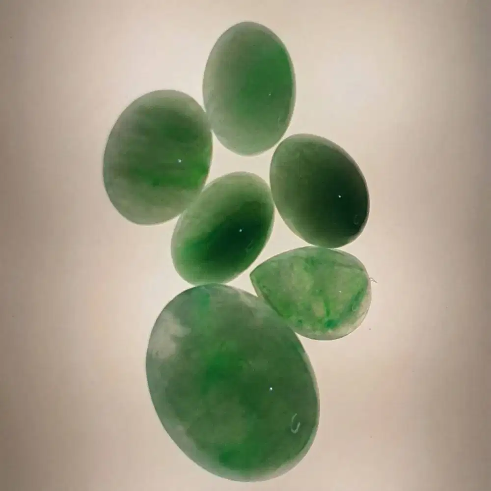 (New) Mata Cincin Batu Giok Hijau Icy Green Ring Jadeite Cabochon Oval