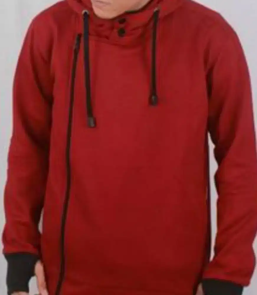 jaket hodie sweater merah layak pakai