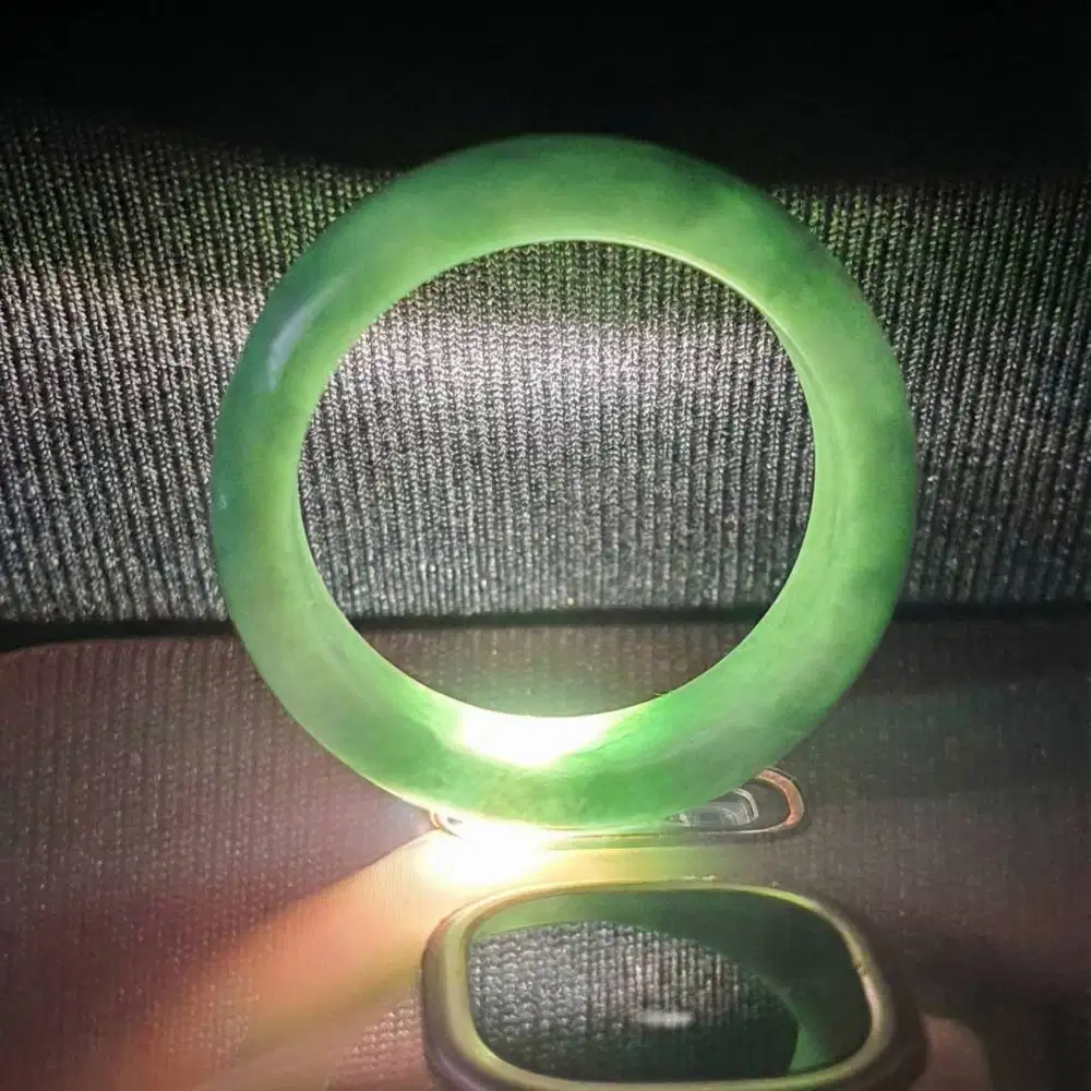 (New) Cincin Batu Giok Hijau Icy Green Ring Jadeite Type A Size 22mm