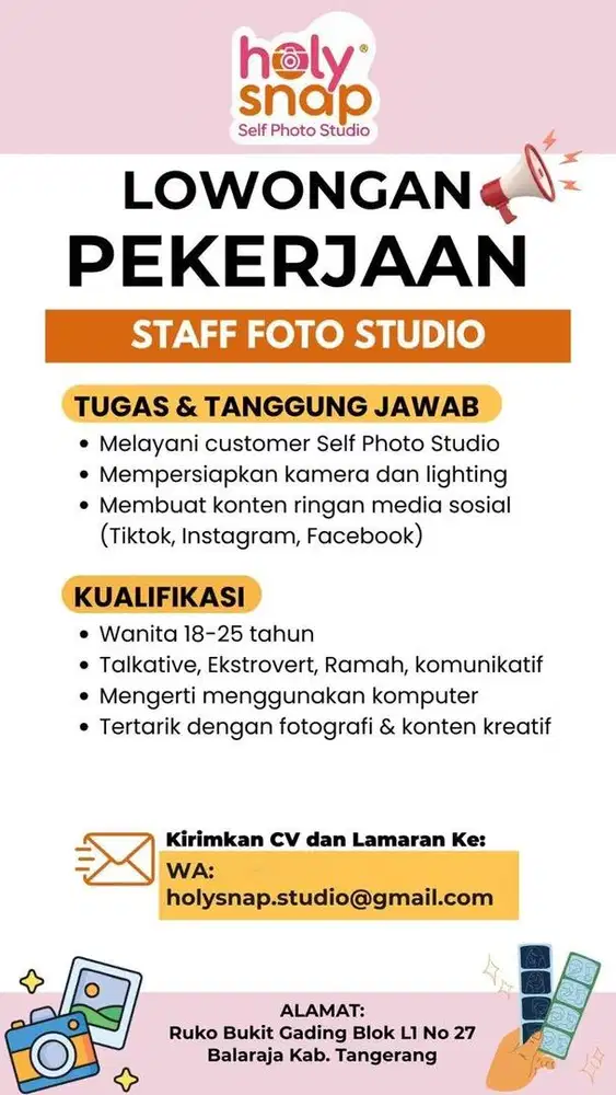 Lowongan staff self photo studio