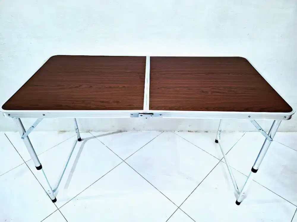 Baru meja lipat 2 fold table Hpl aluminium portabel serbaguna 120x60cm