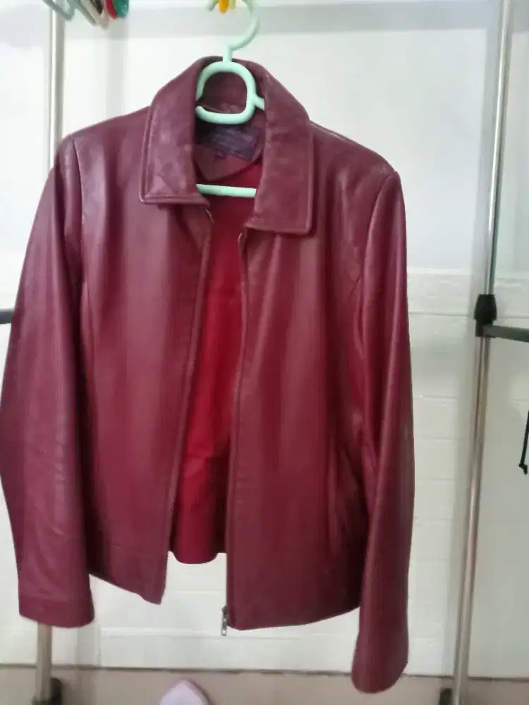 Jaket kulit asli wanita tebal