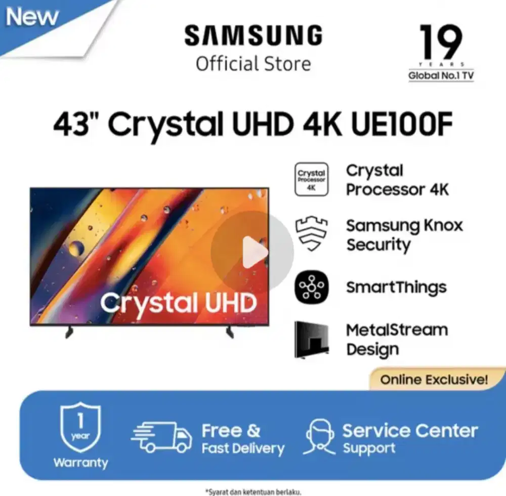 Samsung 43 SmartTV 4K UHD Netflix YouTube Digital Garansi BARU UE100