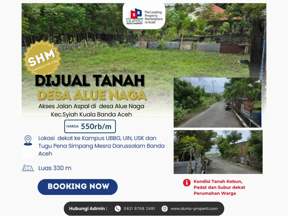 DIJUAL TANAH – DESA ALUE NAGA, BANDA ACEH