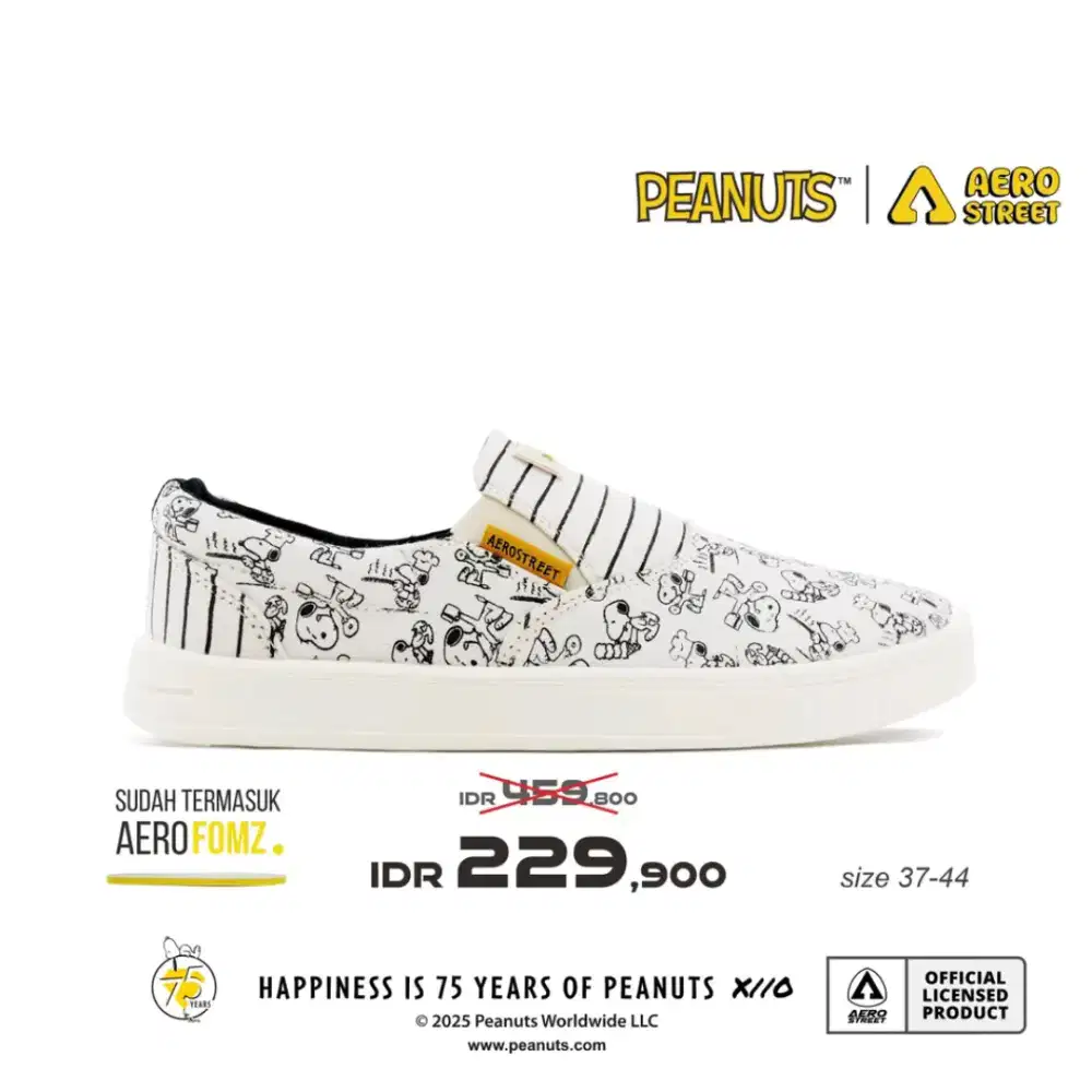 Sepatu slip on Aerostreet X Peanuts Snoopy