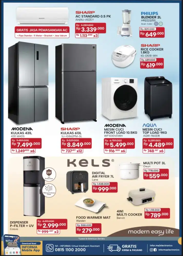 Ready stok kulkas 4 pintu modena