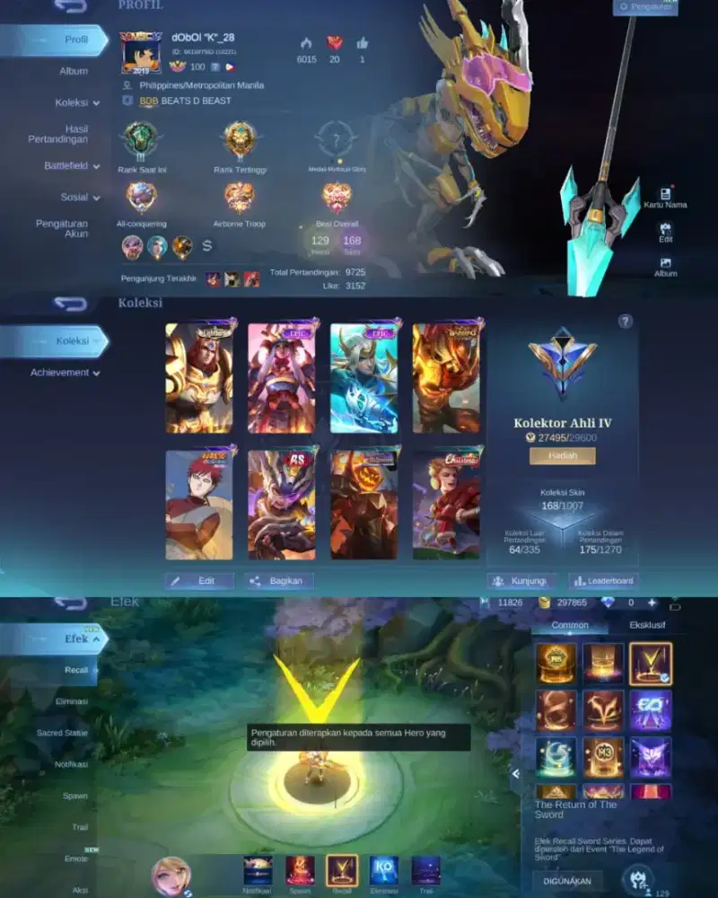 Jual akun Ml sultan aman dan terpercaya